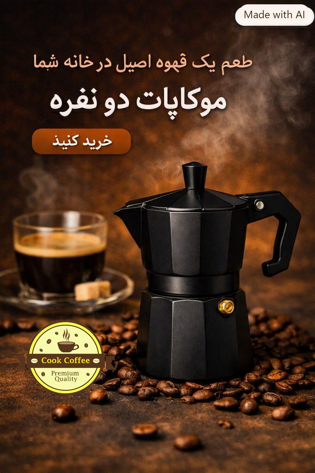 خرید موکاپات مشکی آلومینیومی سایز 2 نفره | اسپرسوساز روگازی